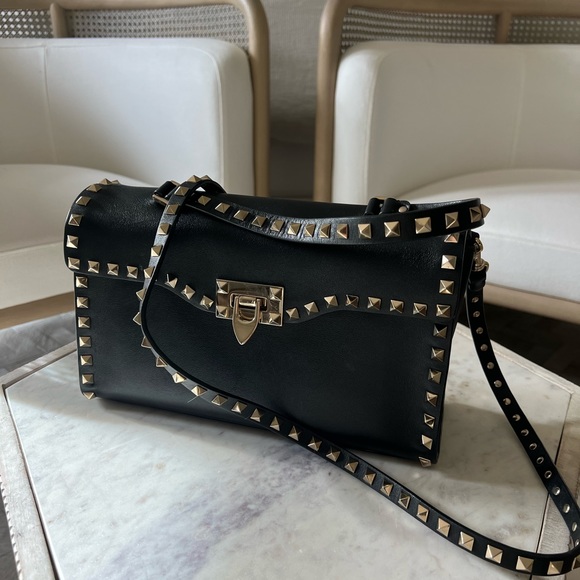 Valentino Handbags - Rock Stud Smooth leather shoulder bag, black, Great Condition!
